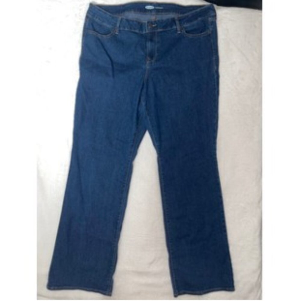 Old Navy Kicker Boot Cut Jeans Women 38x31 Size 20 Plus Long Blue Denim Wide